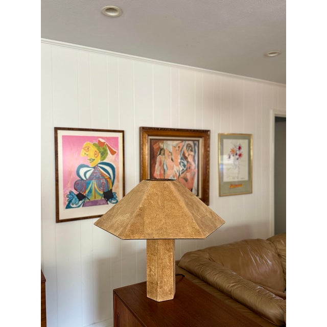 1970s 1970s Mid Century Modern Hexagonal “Zatonl” Cork Table Lamp by Ingo Maurer for M Design For Sale - Image 5 of 12