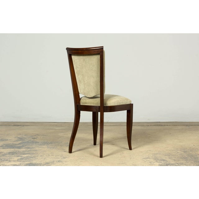 Set of 8 French Art Deco Walnut Dining Chairs in Sprout Green, 1930s For Sale - Image 16 of 18