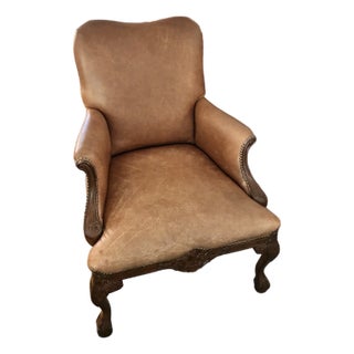 Traditional Leather Handcrafted Chair For Sale