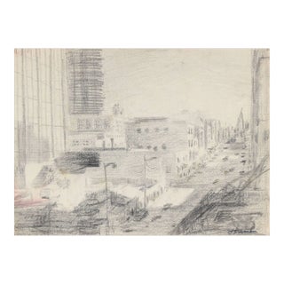 Jack Freeman San Francisco City SceneDrawing in Graphite, Circa 1960s For Sale