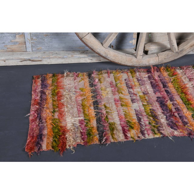 Vintage Turkish Hand-Knotted Wool Cotton Pink Kilim Runner Rug For Sale - Image 4 of 9