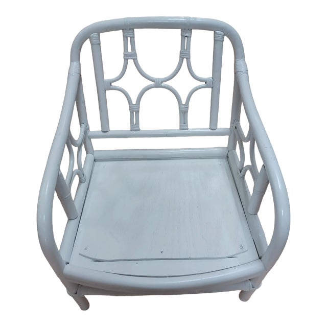 Vintage Painted Chinoserie Bamboo Chair For Sale