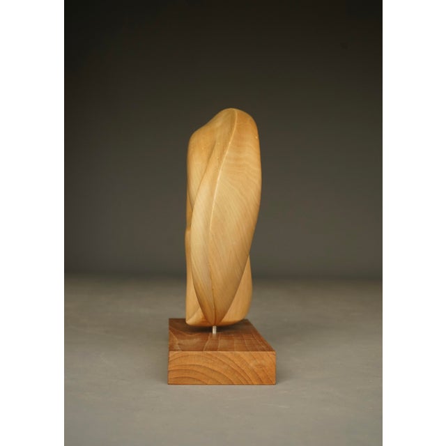 Khaki Carved Applewood Abstract Sculpture, 1980s For Sale - Image 8 of 12