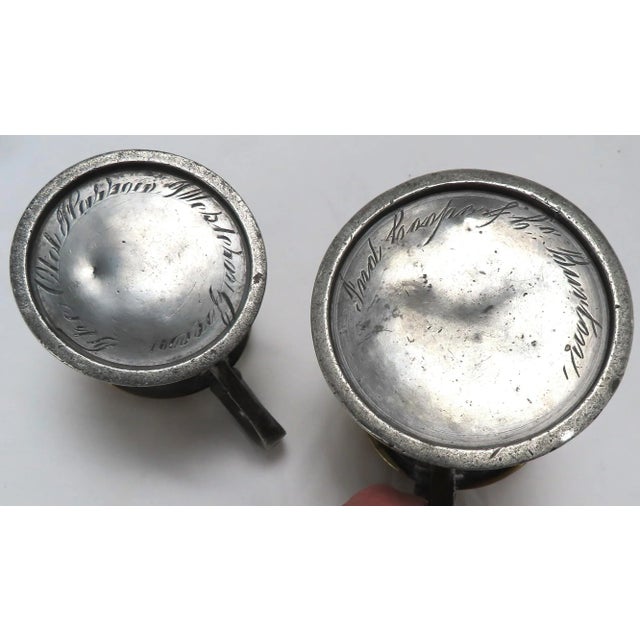Authentic Matched Set of 3 London Pewter & Brass Imperial Measures Circa Mid 19th Century For Sale - Image 9 of 13