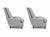 Modern mid century lounge chairs. The chairs were upholstered by our shop in a sea foam green chenille. The walnut wood...