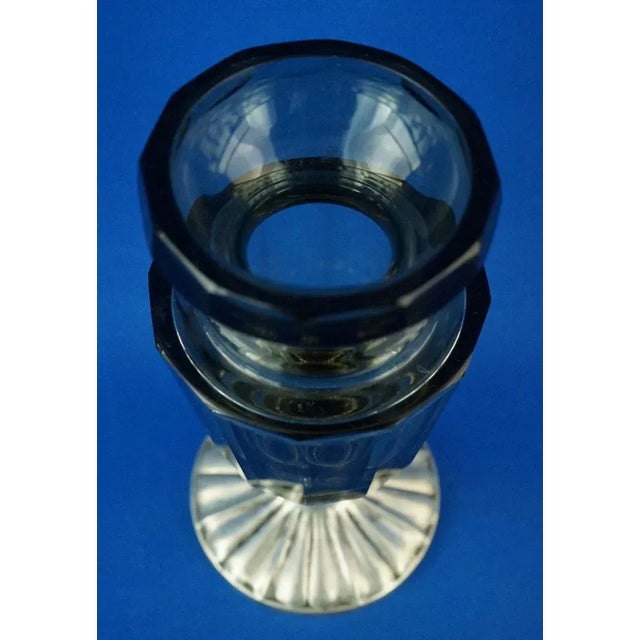 Glass 20th Century Art Nouveau Crystal Vase with 800 Silver Base attributed to the Val Saint Lambert Manufacture, Belgium, 1940s For Sale - Image 7 of 18