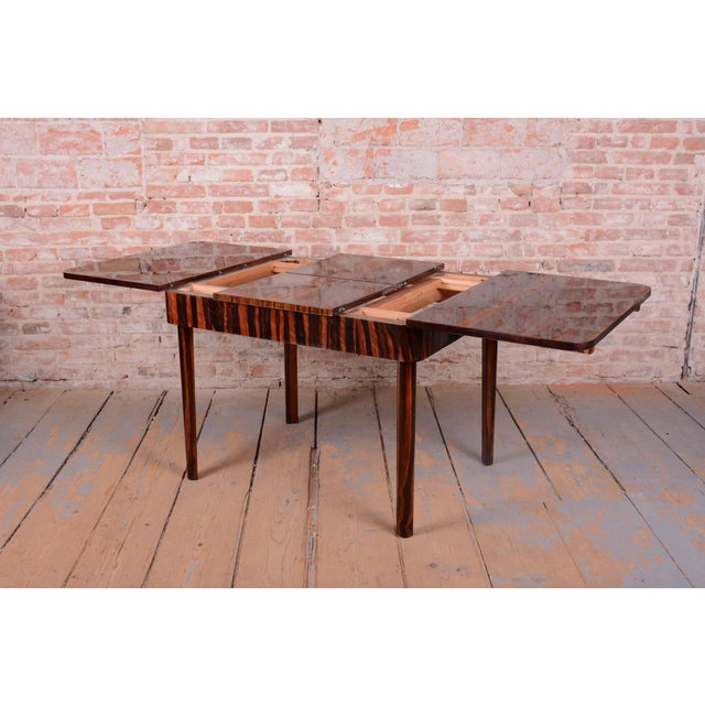 Art Deco Dining Set in Macassar and Leather from Oldřich Liška, Czech, 1920s, Set of 5 For Sale - Image 3 of 16