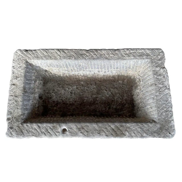 Chinese 19th Century Antique Chinese Hand Chiseled Stone Trough/Planter For Sale - Image 3 of 11