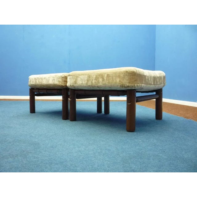 Two nice footstools in the Scandinavian style. from first owner and in very good original condition. Velour fabric is...