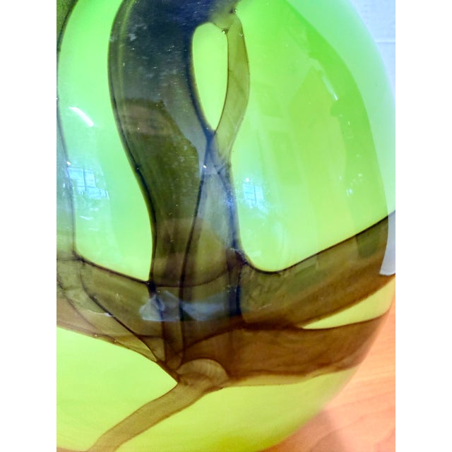 Late 20th Century Chip Scarborough Green Art Glass Vase 14" Tall Signed on Bottom For Sale - Image 5 of 8