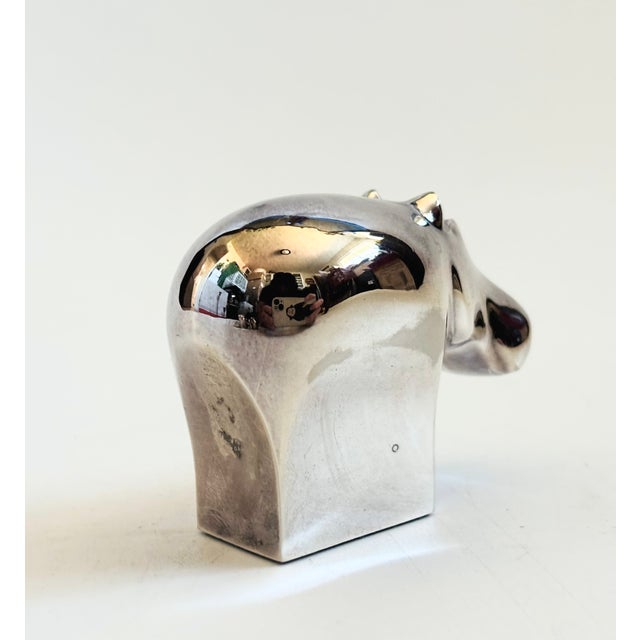 Mid 20th Century Dansk Silver Plated Hippo Figurine For Sale - Image 5 of 7