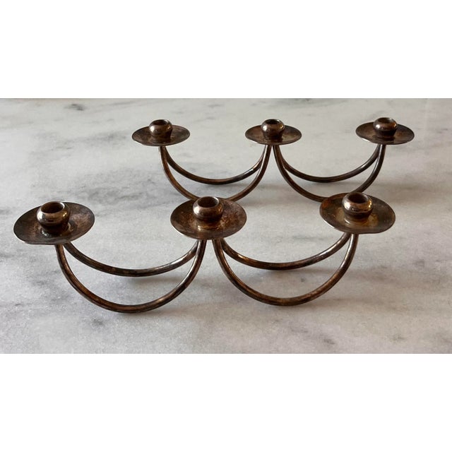 Silver Vintage Berg of Denmark Mid Century Silver Plated Candlestick Holder For Sale - Image 8 of 11