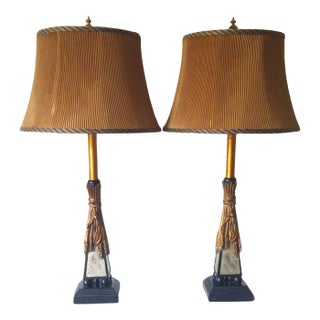 Vintage Sheaf of Wheat Lamps With Shades - a Pair For Sale