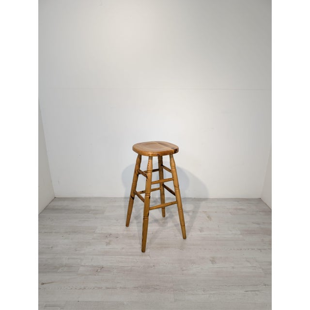 Vintage Bar Stool in Pine, 1960s For Sale - Image 3 of 14