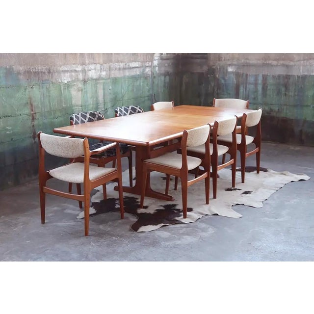 Wood Danish Teak 60s 70s Larsen Dining Table + 6 Benny Linden Teak Chairs Set of 7 For Sale - Image 7 of 14