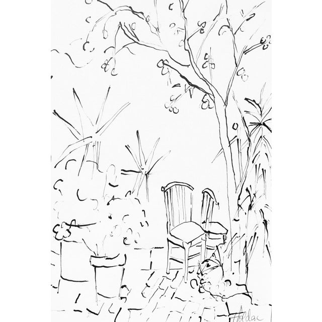 Shabby Chic "California Garden" Ink Drawing by Martha Holden For Sale - Image 3 of 5