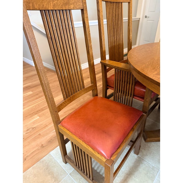 Mission Vintage Stickley Mission Oak Dining Room Set (7 Pieces) in Littleton, Co For Sale - Image 3 of 8