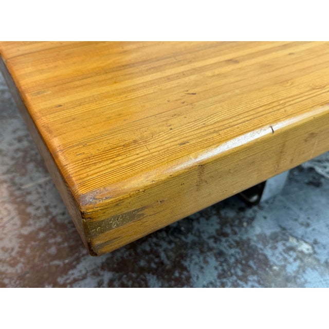 Brown French Low Wood Table + Chrome Supports, Vintage For Sale - Image 8 of 12