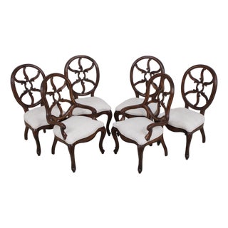 Set of 6 Henredon Pierced Back Dining Room Chairs For Sale