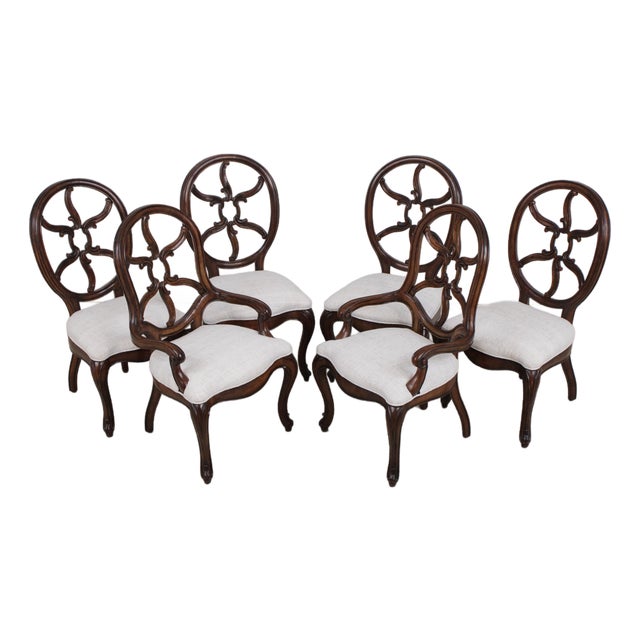 Set of 6 Henredon Pierced Back Dining Room Chairs For Sale