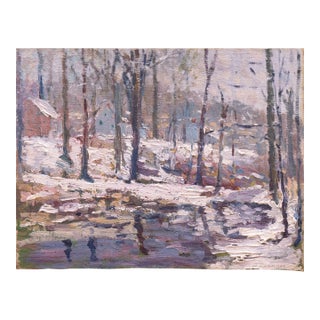 'Winter Landscape' by Mary Bannister Redfield, Circa 1925, Woman Artist, New York, Washington, Impressionist Snow Scene For Sale