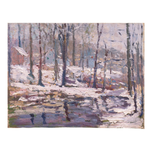 'Winter Landscape' by Mary Bannister Redfield, Circa 1925, Woman Artist, New York, Washington, Impressionist Snow Scene