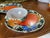 1970s Set of 4, 1970s Orange and Blue Ceramic Plates and Teacups For Sale - Image 5 of 10
