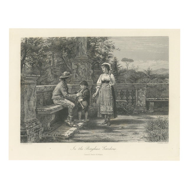 After G.G. Kilburne, George Goodwin Kilburne, in the Borghese Gardens, Rome, 1878, Engraving For Sale