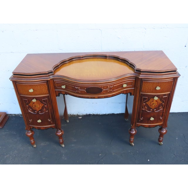 Early 1900s Carved Inlay Vanity Makeup Table 6611 For Sale - Image 12 of 18