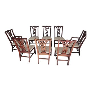 1980s Set of 8 Chippendale Mahogany Thomasville Dining Room Chairs Eight For Sale