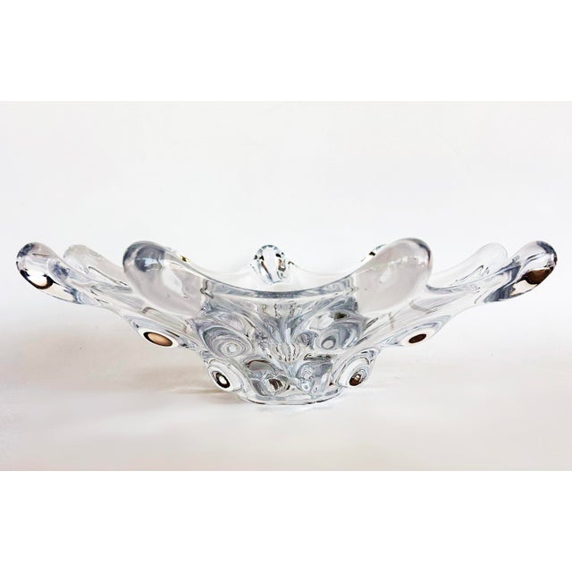 Glass French Art Vannes Blown Glass Crystal Decorative Bowl 1970s For Sale - Image 7 of 8