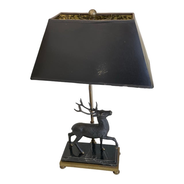 Vintage Chapman Bronze Elk/Stag Figural Table Lamp For Sale