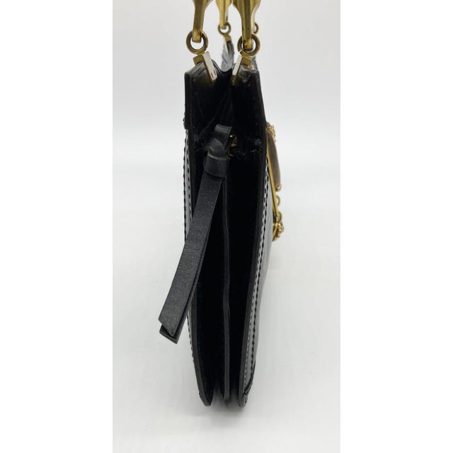 RARE Chloe Vintage Brown Leather Amber Jeweled Top Handle Bag c2000s For Sale - Image 4 of 11