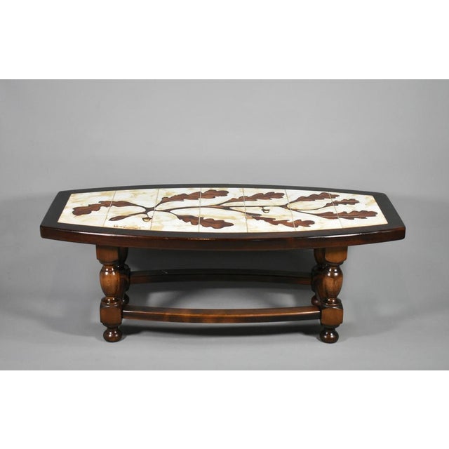 French Coffee Table with Tiled Signed Top, 1970s For Sale - Image 15 of 15