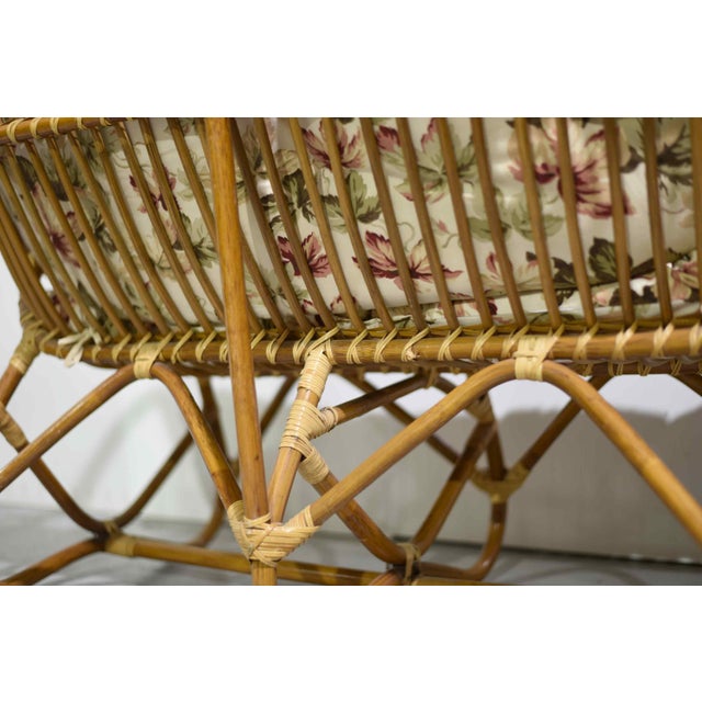 Vintage Palm Beach 2 Strand Rattan Bamboo Loveseat in the Style of Franco Albini For Sale - Image 11 of 13