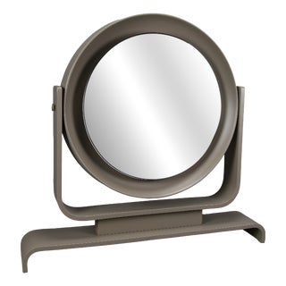 Postmodern Italian Vanity Mirror in Taupe Lacquered Wood, 1980s For Sale