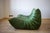 Dubai Green Leather Togo Lounge Chair, Corner and 2-Seat Sofa by Michel Ducaroy for Ligne Roset, 1979, Set of 3 For Sale - Image 3 of 14