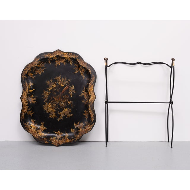 Antique Hand Painted Curved Dutch Tray Table, 1880 For Sale - Image 4 of 11