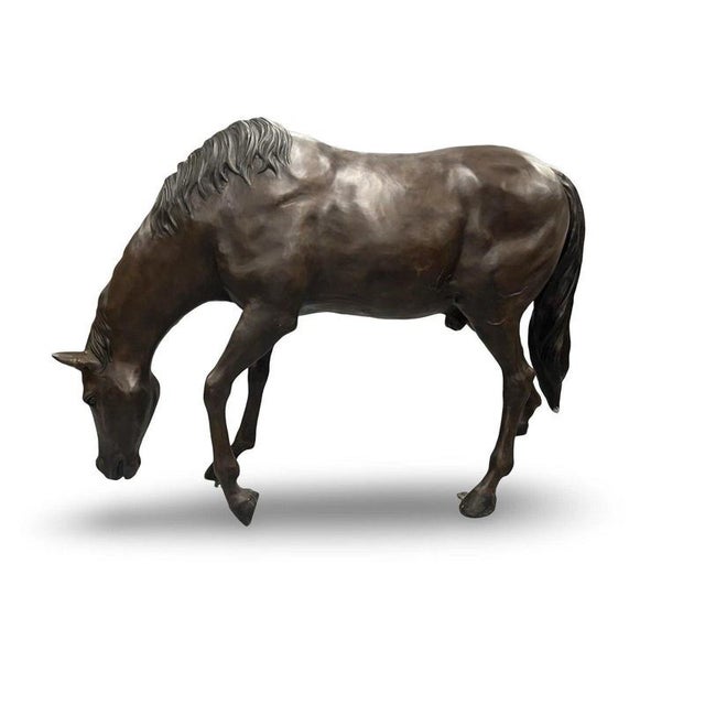 Bronze Grazing Horse Garden Sculpture For Sale - Image 14 of 17