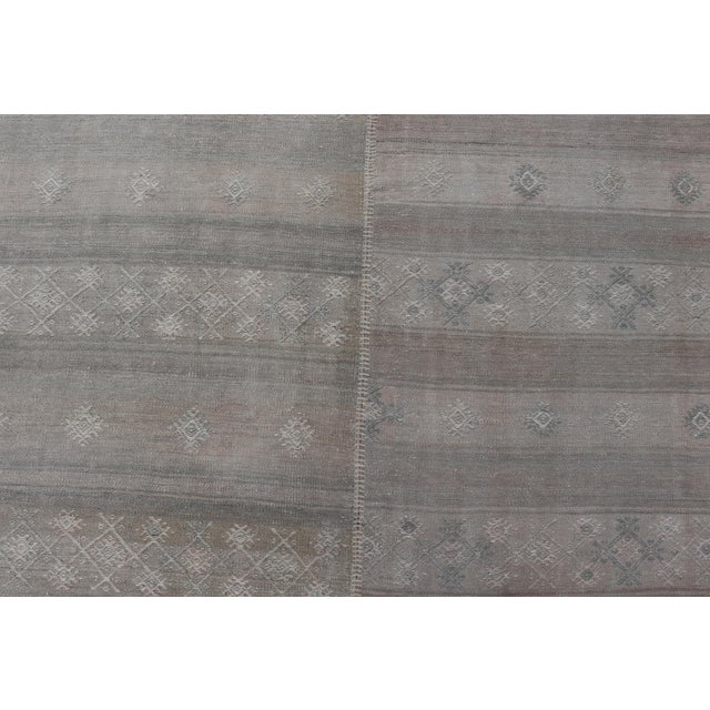 Vintage Turkish Square Kilim Rug in Soft Pastel Tones With Intricate Patterns 11'0 X 12'0 For Sale In Atlanta - Image 6 of 10
