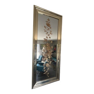 Vintage 1980s Hollywood Regency Bird Flower Gold Gilt Mirror Postmodern For Sale