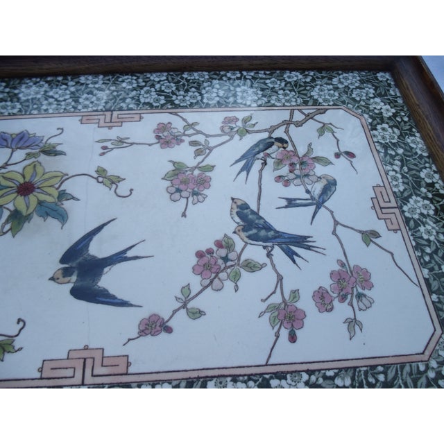 Blue Art Nouveau Wooden Tray with Ceramic Inlay, 1890s For Sale - Image 8 of 18
