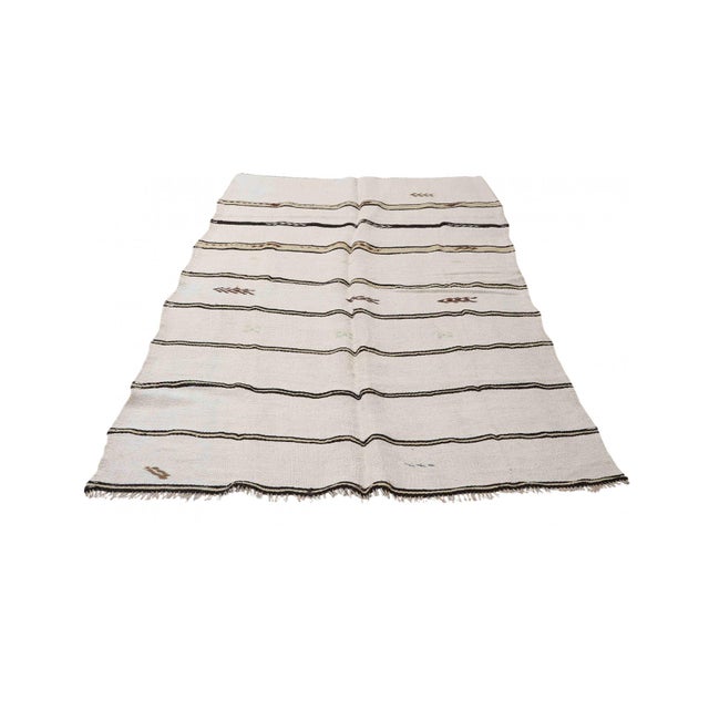 Striped Vintage Turkish Hemp Kilim Rug - 5`1″ X 8`7″ For Sale - Image 4 of 6