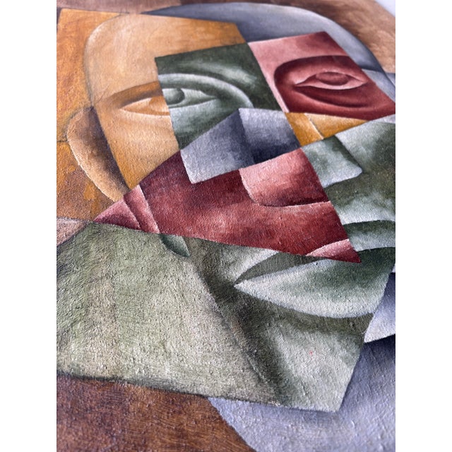 1960s Mid Century Modern George Kosanovic Painting Abstract Cubist Portrait PNW Art For Sale - Image 4 of 8