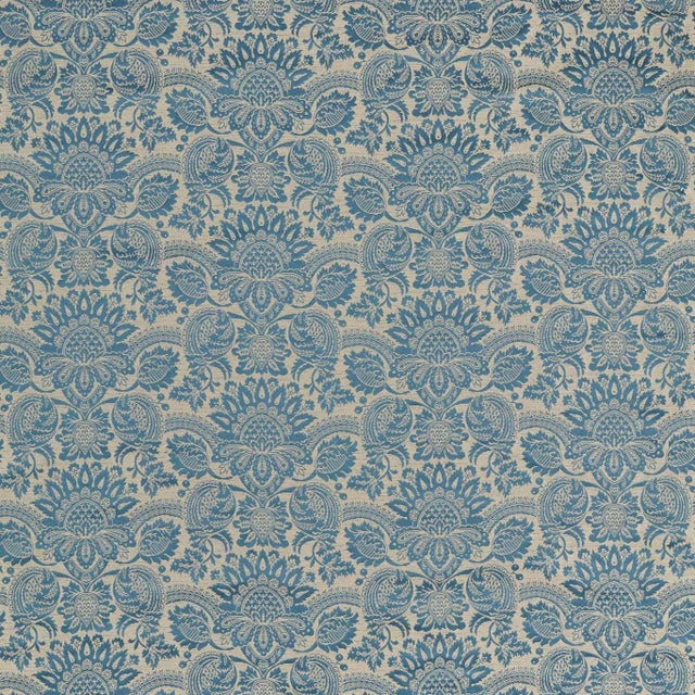 Zoffany Pomegranate Brocatelle Fabric in Wedgwood Blue For Sale