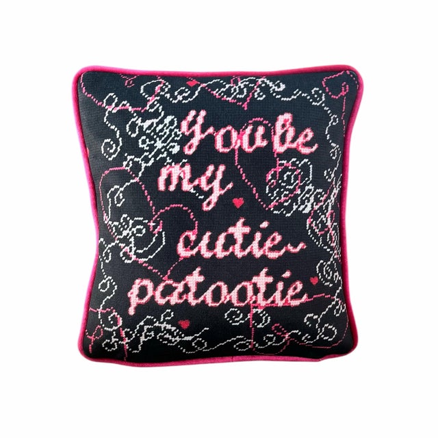 Textile Velvet "Cutie-Patootie" Custom Made Sculpted Heart Pillow, Original For Sale - Image 7 of 9