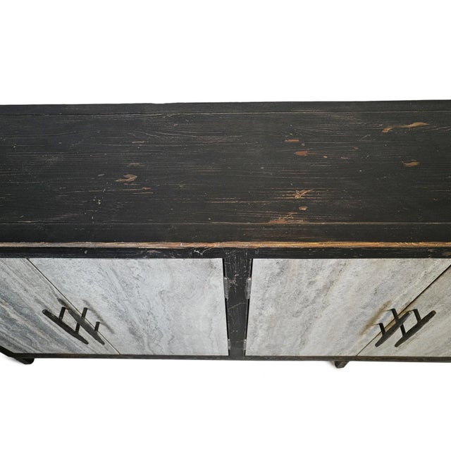 Gray Grey Marble Modern Rustic Sideboard Credenza For Sale - Image 8 of 11
