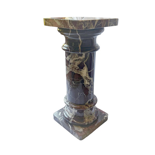 Vintage Neoclassical Rosso Levanto Marble Column Pedestal For Sale - Image 18 of 18