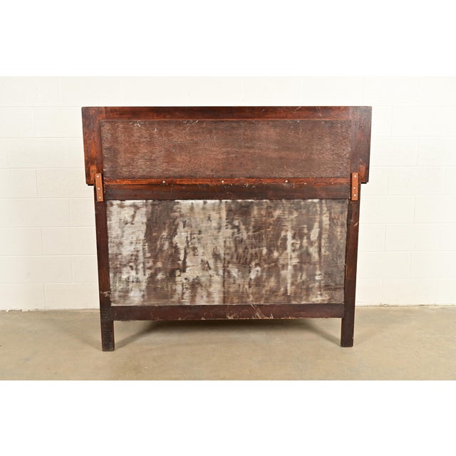 Stickley Brothers Style Antique Mission Tiger Oak Arts & Crafts Sideboard or Bar Cabinet, Circa 1910 For Sale - Image 17 of 18