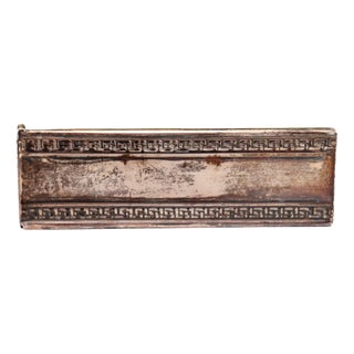 Triangular Silver Toothpick Holder with Friezes and Relief For Sale
